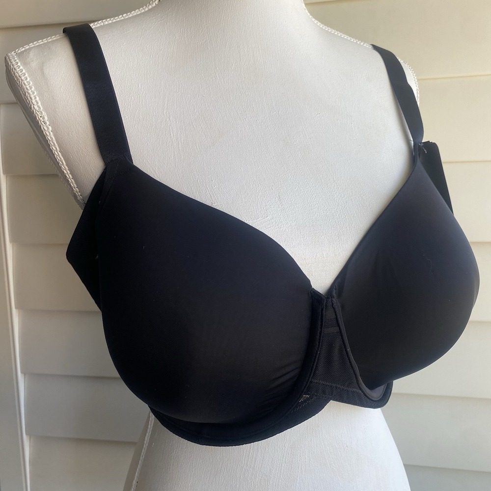 Paramour Marvelous Side Smoother Underwire Bra BLACK Women‎ Size 42D NWT 245033